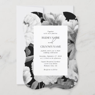 Convites Casamento Floral por Aquarela de Peões Pretos e Br