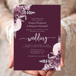 Convites Casamento Floral Prata Malva