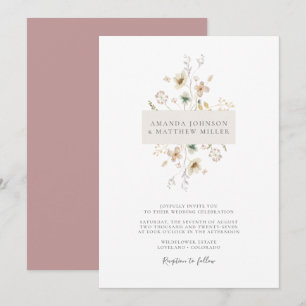 Convites Casamento Floral Prensado Simples Minimalista Eleg