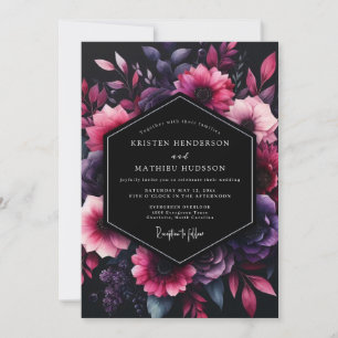 Convites Casamento Floral Preto Âmbar