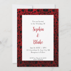 Convites Casamento Floral Preto e Vermelho Dark Gothic