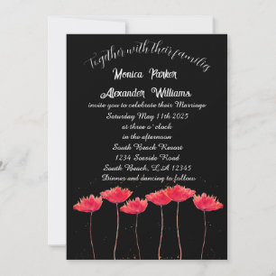 Convites Casamento Floral Preto Elegante Preto
