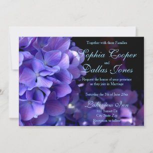 Convites Casamento floral preto-roxo elegante