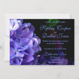 Convites Casamento floral preto-roxo elegante