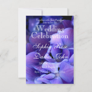 Convites Casamento floral preto-roxo elegante