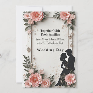 Convites 🌹 Casamento Floral Primavera com Casal Peach 💐