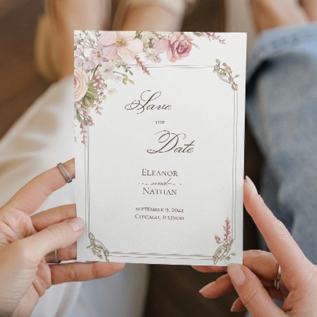 Convites Casamento Floral Primavera de Verão Salve a Data (Criador carregado)