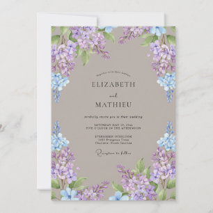 Convites Casamento Floral Primavera Lavanda Azul