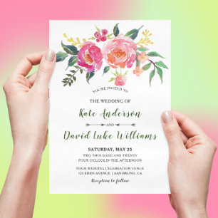 Convites Casamento Floral primavera Summer Watercolor