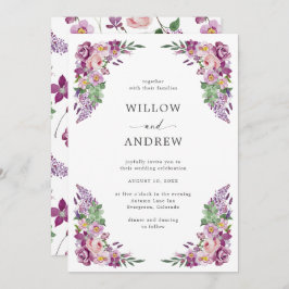 Convites Casamento Floral Purple Watercolor