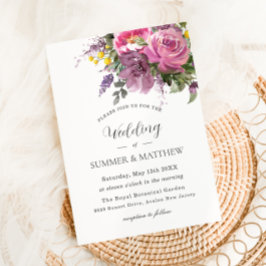 Convites Casamento Floral Púrpura Púrpura, Rosa-Rosa, Vibra