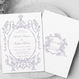 Convites Casamento Floral Quadro Clássico Lavanda          