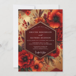 Convites Casamento Floral Radiância de Outono Borgonha