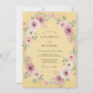 Convites Casamento Floral Radiante Amarelo