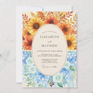 Convites Casamento Floral Radiante Azure Amarelo