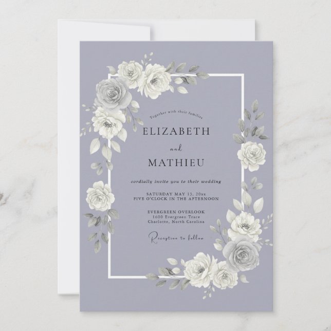 Convites Casamento Floral Radiante de Lavanda (Frente)