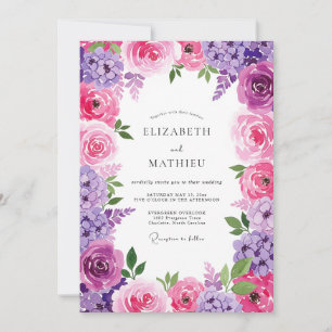 Convites Casamento Floral Radiante de Lavanda Rosa