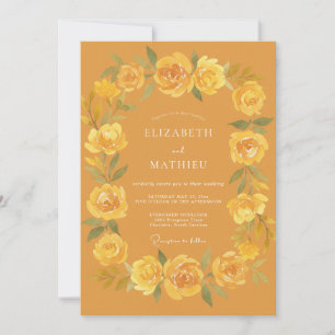 Convites Casamento Floral Radiante Mostarda