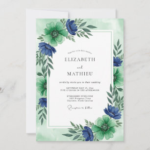 Convites Casamento Floral Radiante Verde Esmeralda