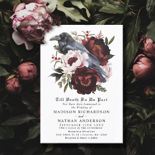 Convites Casamento Floral Raven Raven Gótico Romântico