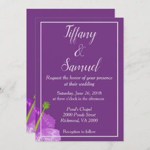 Convites Casamento Floral Real Púrpura Clássica