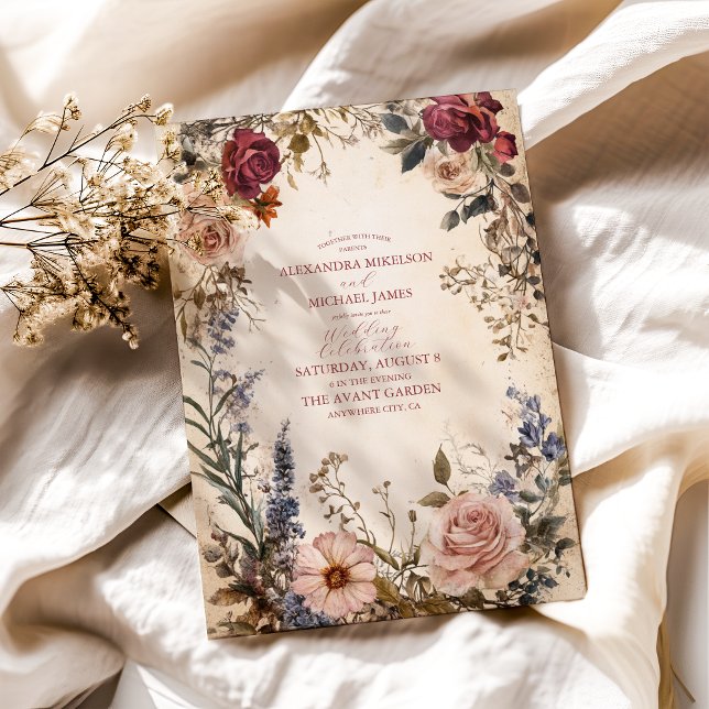 Convites Casamento Floral Real Vitoriano Clássico (Criador carregado)