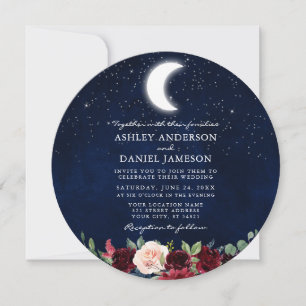 Convites Casamento Floral Redondo das Estrelas Celestiais