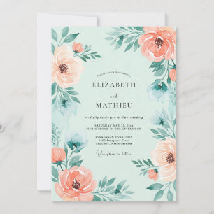 Convites Casamento Floral Resplandecente em Verde Limão
