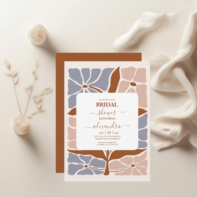 Convites Casamento Floral Retro Boho Chic (Criador carregado)