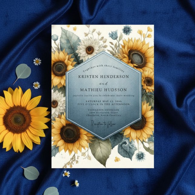 Convites Casamento Floral Romance Amarelo Dourado (Criador carregado)