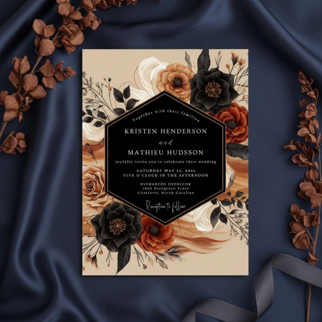 Convites Casamento Floral Romance Âmbar Moody (Criador carregado)