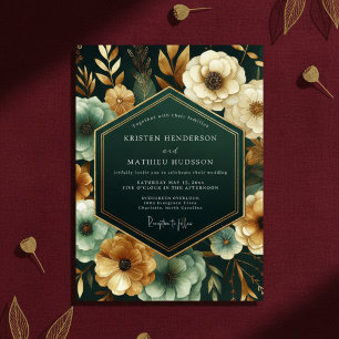Convites Casamento Floral Romance Esmeralda Temperamental