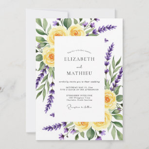 Convites Casamento Floral Romance Lavanda Amarela