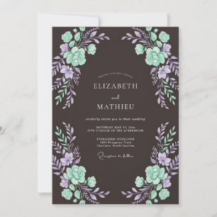 Convites Casamento Floral Romance Lavanda Turquesa