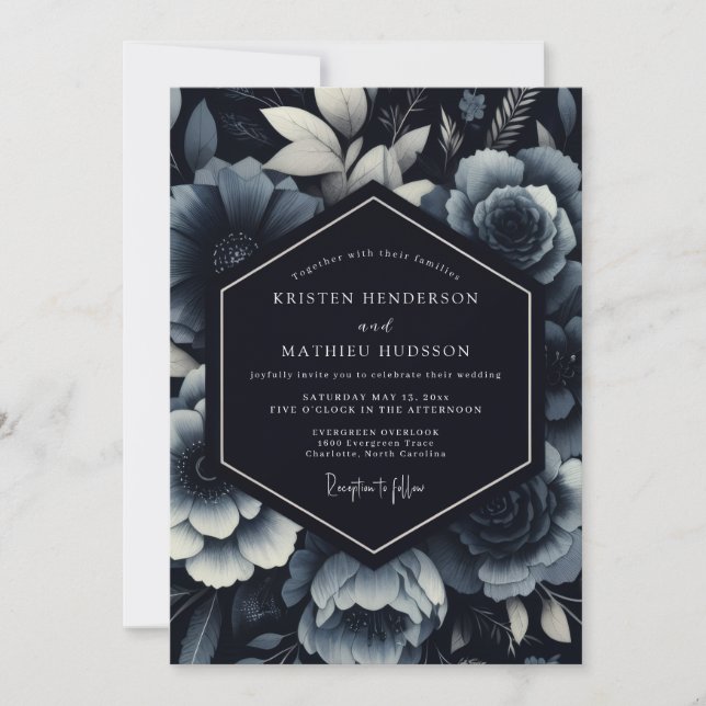 Convites Casamento Floral Romance Naval (Frente)