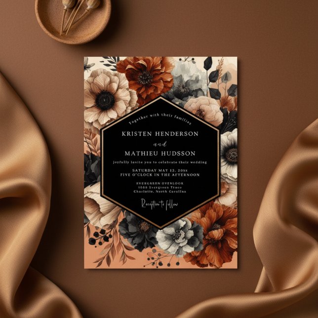 Convites Casamento Floral Romance Sienna Moody (Criador carregado)