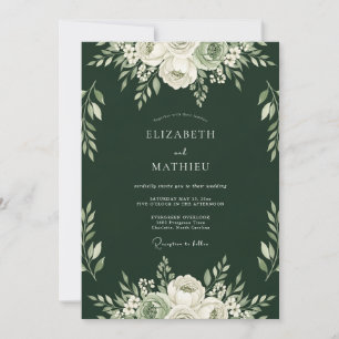 Convites Casamento Floral Romance Verde Floresta