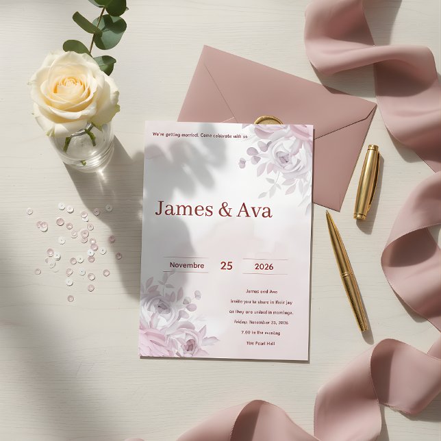 Convites Casamento Floral Romântico (Criador carregado)