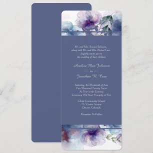 Convites Casamento Floral Romântico Blue Watercolor