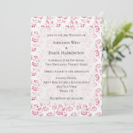 Convites Casamento Floral Romântico Cor-de-Rosa-Cor-de-Rosa