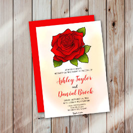 Convites Casamento Floral Romântico da Flor Vermelha Elegan