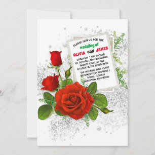 Convites Casamento Floral Romântico da Rosa vermelha Elegan