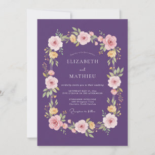 Convites Casamento Floral Romântico de Ameixa