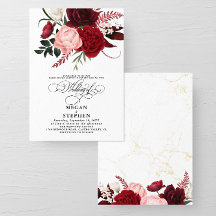 Casamento Floral Romântico de Aquarela Burgundy