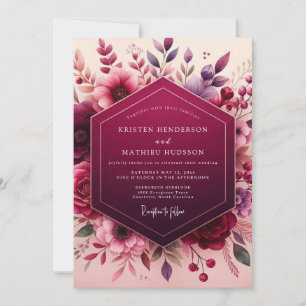 Convites Casamento Floral Romântico de Frutas Profundas