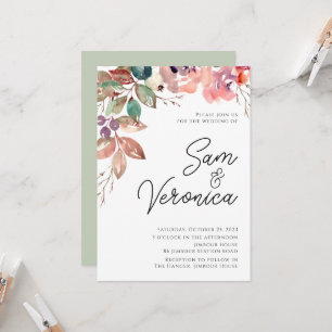 Convites Casamento Floral Romântico De Mauve Watercolor Em