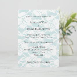 Convites Casamento Floral Romântico de Mint White