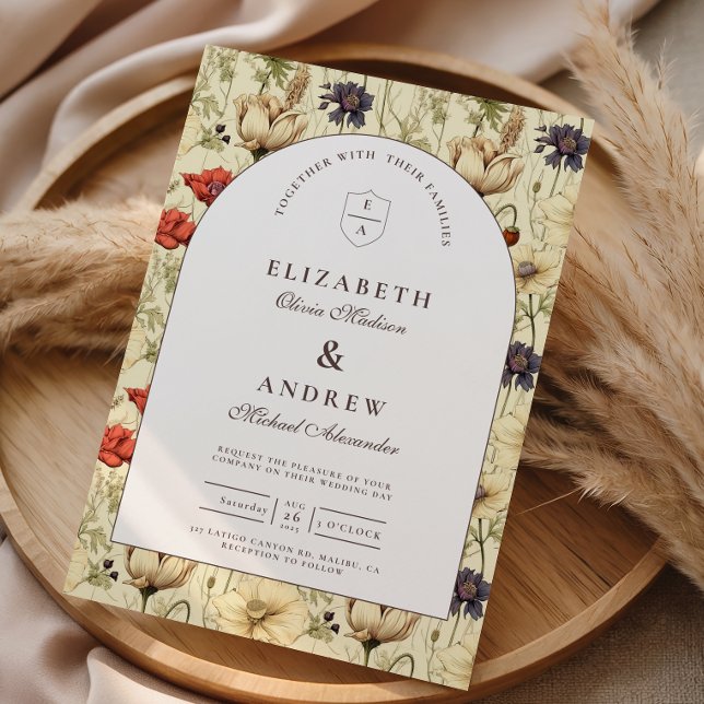 Convites Casamento Floral Romântico de Outono (Criador carregado)