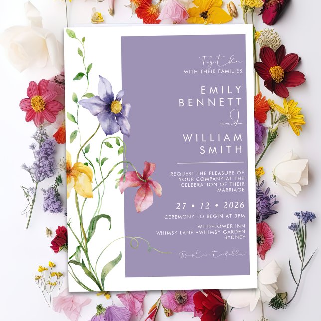 Convites Casamento Floral Romântico de Verão na Campina com (Criador carregado)