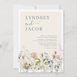 Convites Casamento Floral Romântico de Watercolor